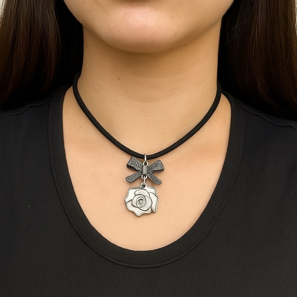 Petal Kiss Rose Pendant Necklace